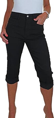 Paulo Due Women's High Waist Cropped Jeans Ladies Stretch Denim Capris Turn  Up Cuff 3/4 Length Black 8-22 (20) - ShopStyle