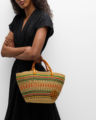 Ella Striped Straw Basket Tote: Women's Designer Tote Bags