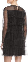 Thumbnail for your product : Valentino Long-Sleeve Tulle Illusion Multitiered Dress