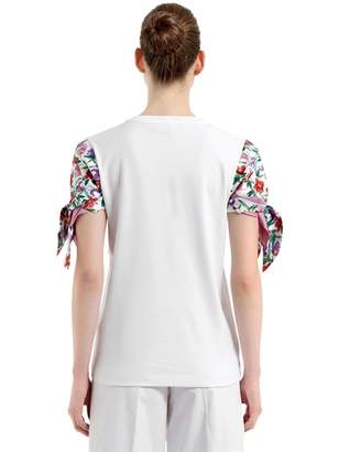 Ferragamo Cotton Jersey & Silk Twill T-Shirt