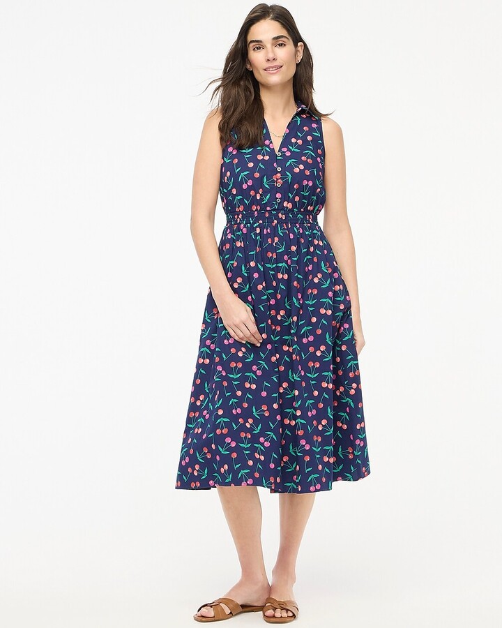 J.Crew Factory Printed sleeveless collared midi dress
