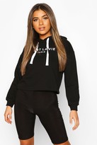 Thumbnail for your product : boohoo Petite French Slogan Cropped Hoodie