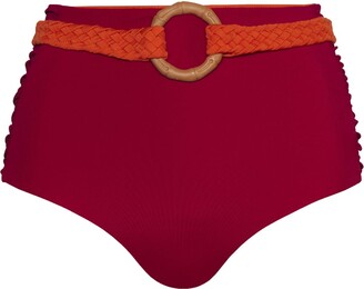Johanna Ortiz Red Tangelo Belted Reversible Bikini Bottoms