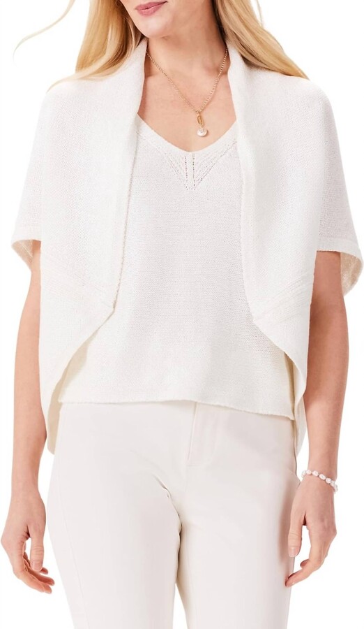 Nic+Zoe Sleek Cocoon Cardigan In Classic Cream
