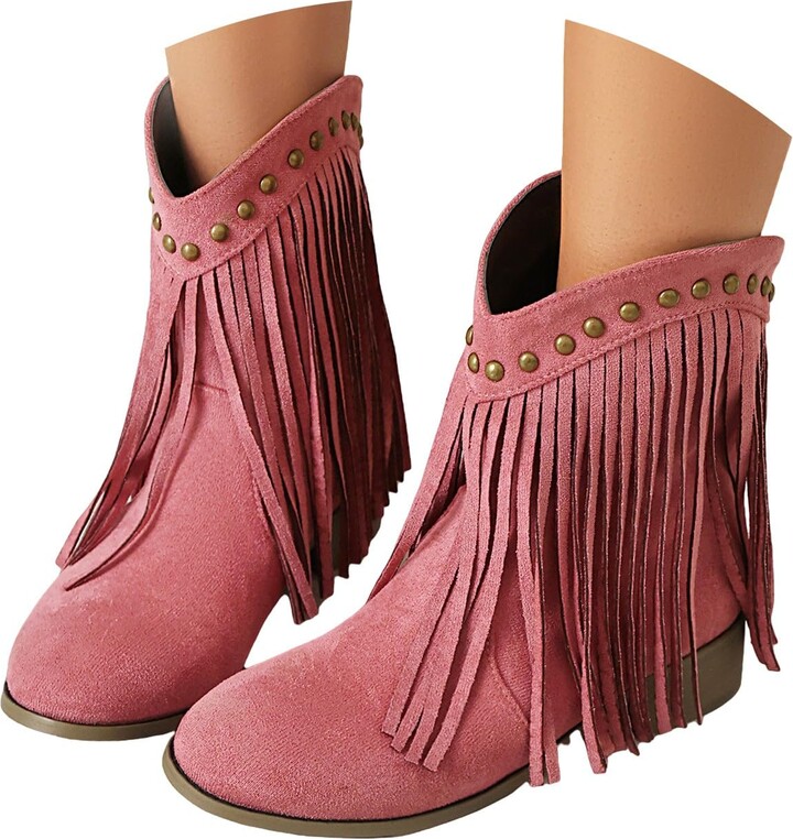 Fringe Boots Blush Cowboy Boots Girls Jolene Fringe Leather