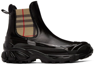 Burberry Black Coated Canvas Chelsea Boots