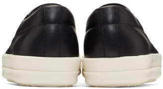 Rick Owens Black and Off-White Boat Slip-On Sneakers
