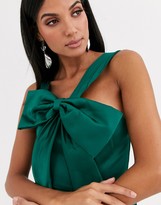 Thumbnail for your product : True Decadence Tall asymmetric strap midi dress with extreme bow in green
