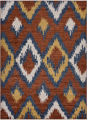 World Menagerie Abstract Wave and Zigzag Chevron Brown Area Rug