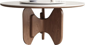 Coxambrey Sintered Stone Solid Wood Ash white and brown Dining Table