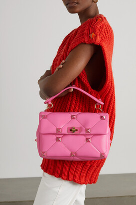 Valentino Garavani Roman Stud Large Quilted Leather Shoulder Bag - Pink -  ShopStyle
