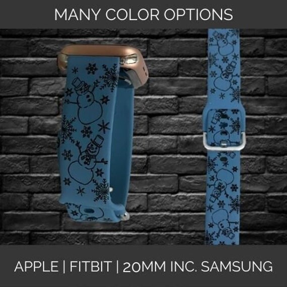 Snowman Snowflake Winter Themed Watchband Compatible With Apple® Watch | Samsung 20mm Fitbit & Other Watchbands