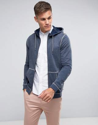 Tom Tailor Zip Through Hoodie With Contrast Seams
