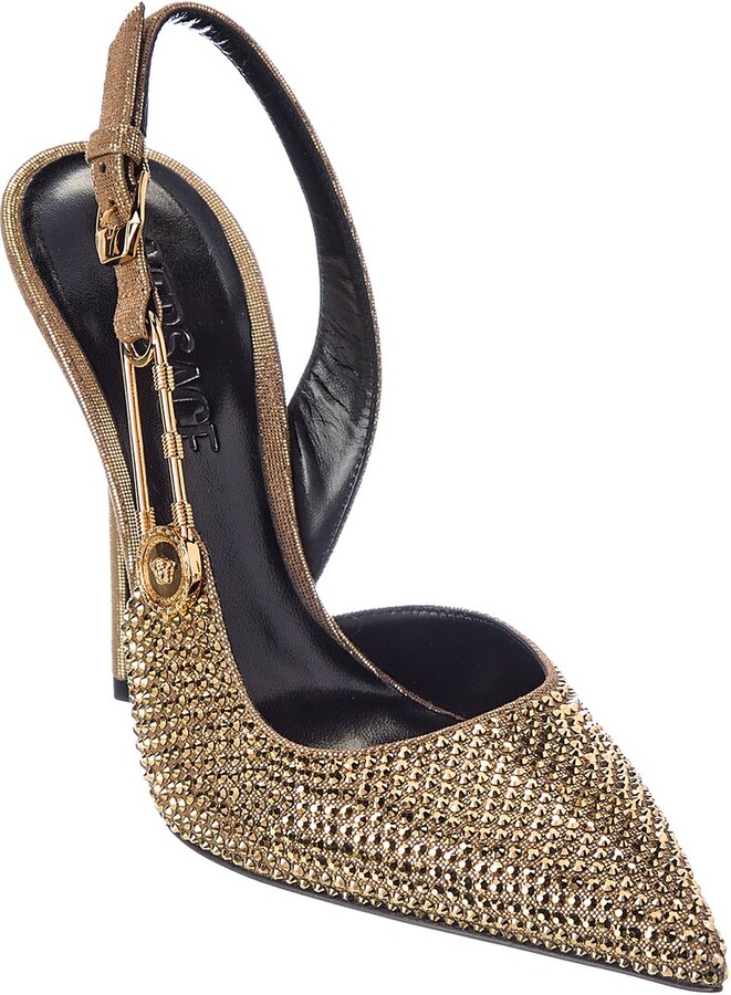 Versace Safety Pin Leather Slingback Pump - ShopStyle