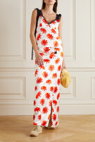 Thumbnail for your product : Meryll Rogge Lace-trimmed Floral-print Satin Camisole - Orange
