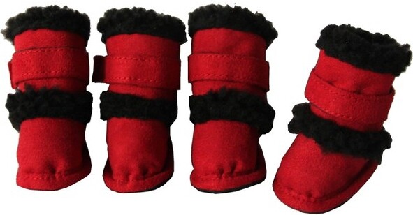 Pet Life PetLifeShearling"Duggz"DogShoes-Red-S-4pc