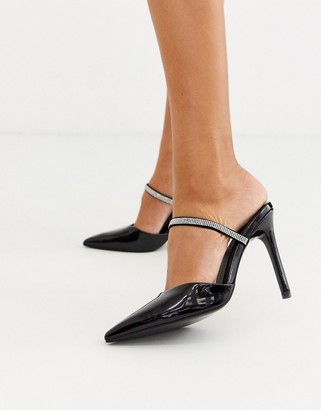 black heeled mules uk