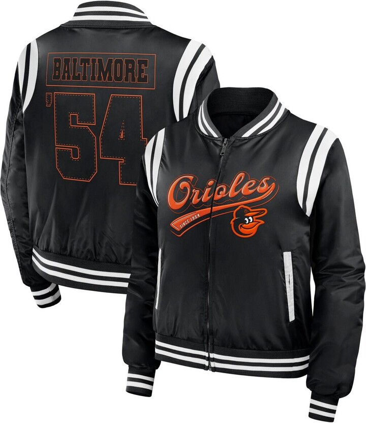 Wear by Erin Andrews Women's Black Baltimore Orioles Football Bomber Jacket