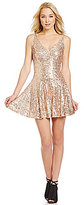 Thumbnail for your product : GUESS V-Neck Sequined Fit-and-Flare Dress