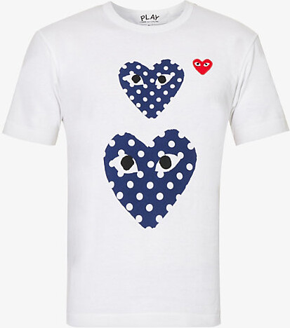 Comme des Garçons PLAY Mens White Heart-Print Cotton-Jersey T-Shirt S