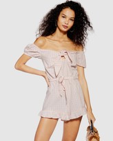Thumbnail for your product : Topshop Gingham Bardot Playsuit