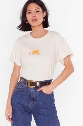 BEIGE Nasty GalNasty Gal Womens You Make Me Happy Graphic Tee S,