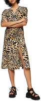 TopShop Leopard Print Mock Wrap Midi Dress