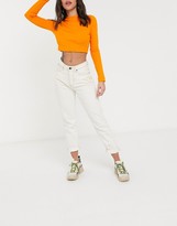Thumbnail for your product : Noisy May mom jeans with high waist relaxed fit in ecru