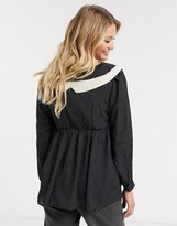 Thumbnail for your product : Mama Licious Mamalicious Maternity peplum blouse with exaggerated collar in black spot