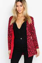 Thumbnail for your product : boohoo Petite Leopard Print Belted Blazer