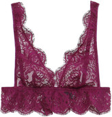 Thumbnail for your product : I.D. Sarrieri Colette cotton-blend Chantilly lace bralette - Purple - 32 C