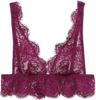 I.D. Sarrieri Colette cotton-blend Chantilly lace bralette - Purple - 32 C