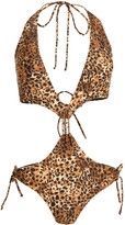 Thumbnail for your product : New Look Velvet Leopard Print Plunge Swimsuit
