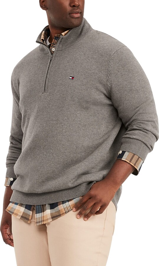 Tommy Hilfiger Men's Big & Tall Long Sleeve Cotton Quarter Zip Pullover  Sweater - ShopStyle