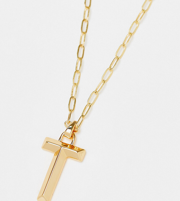 Topshop 14k gold plated T initial pandant necklace - ShopStyle