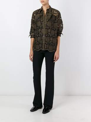 No.21 floral embroidered shirt