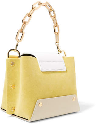 Yuzefi - Delila Mini Color-block Textured-leather And Suede Shoulder Bag - Yellow