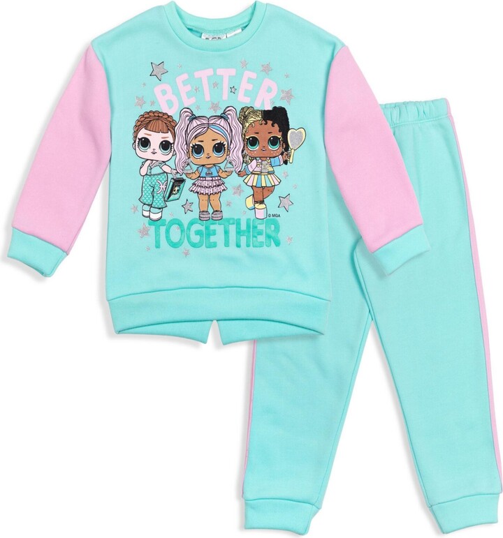 L.O.L. Surprise! Girls Fleece Sweatshirt and Jogger Pants Outfit Set - Pink/green