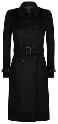 Burberry Leather Trim Trench Coat