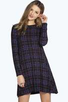 Thumbnail for your product : boohoo Marie Checked Long Sleeve Swing Dress