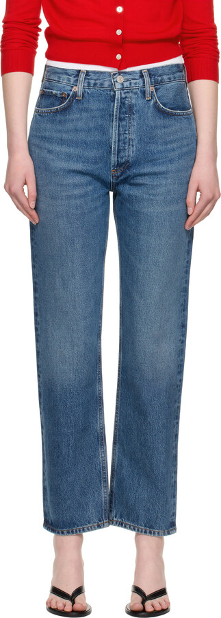AGOLDE Blue 90's Pinch Waist High Rise Straight Jeans