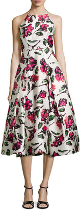 Milly Floral Halter Tea-Length  Dress