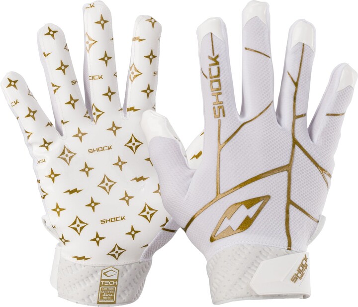 Shock Doctor Adult Showtime Receiver Gloves, Men's, Medium, White/Gold