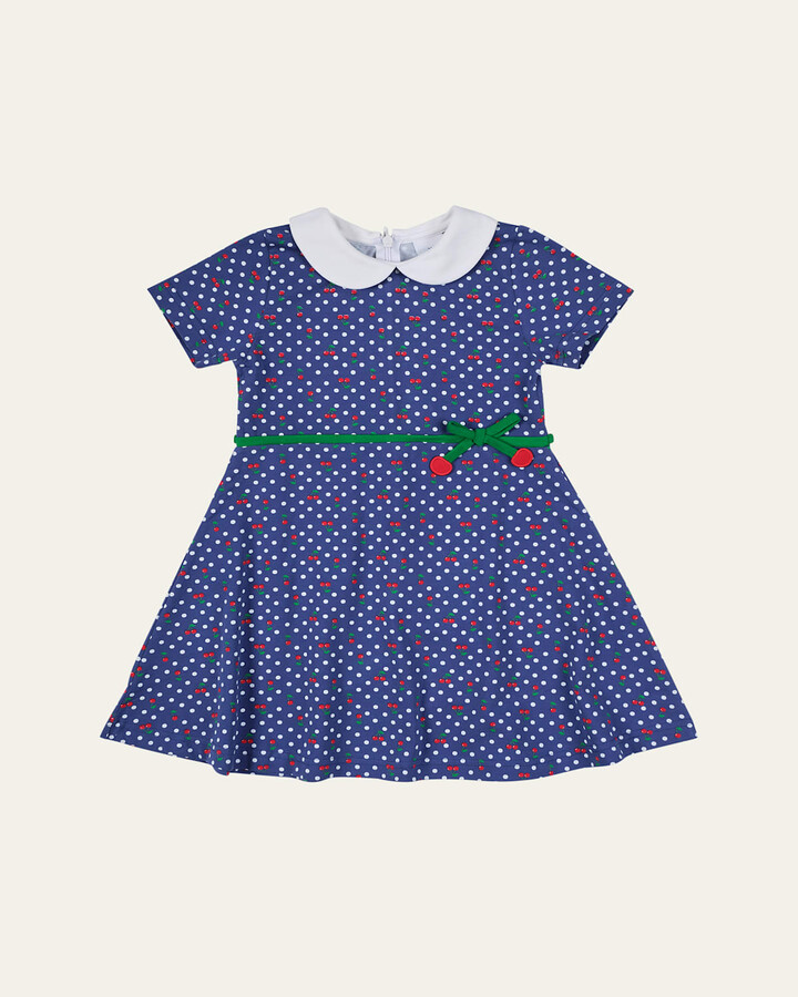 Florence Eiseman Girl's Polka Dot Cherry-Print Knit Dress, Size 2-6