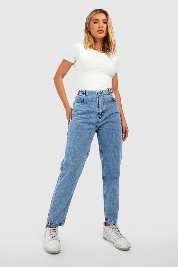 boohoo Acid Wash Comfort Waist Mom Jeans ShopStyle