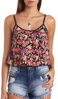Thumbnail for your product : Charlotte Russe Floral Print Swing Crop Top