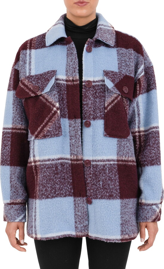 Cyn & Luca Women’s Oversized Blue Plaid Shacket