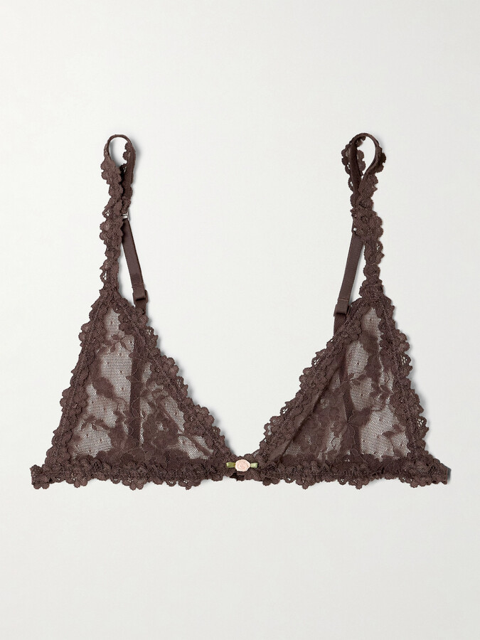 SKIMS - Stretch Lace Triangle Bralette - Espresso