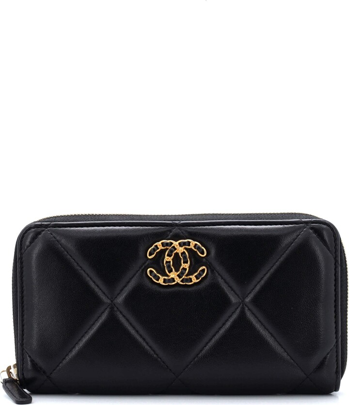 Chanel Caviar Quilted Large Gusset Zip Around Wallet Black