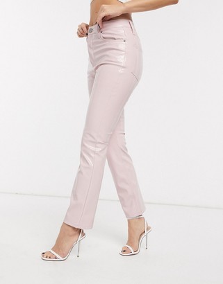 ASOS DESIGN super high rise 'sassy' cigarette jeans in pink vinyl